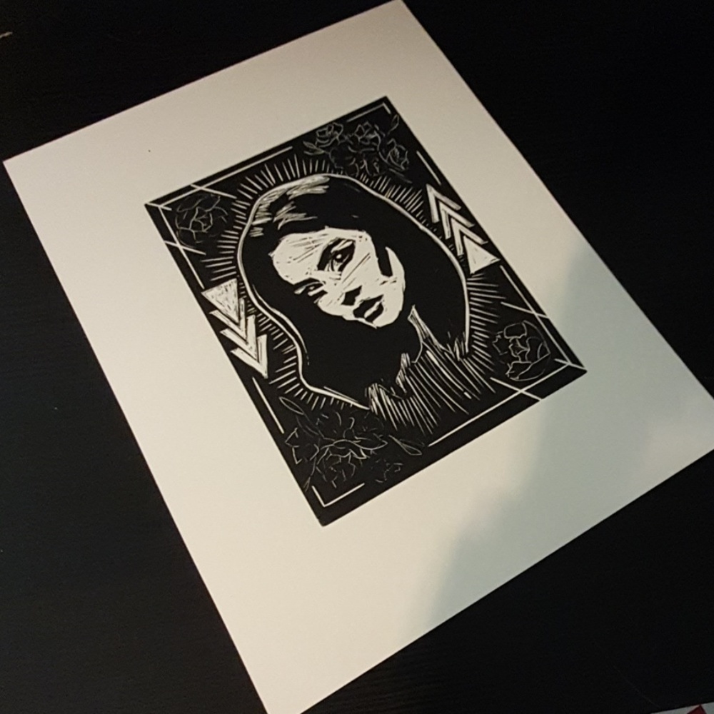 Lino cut print Girl